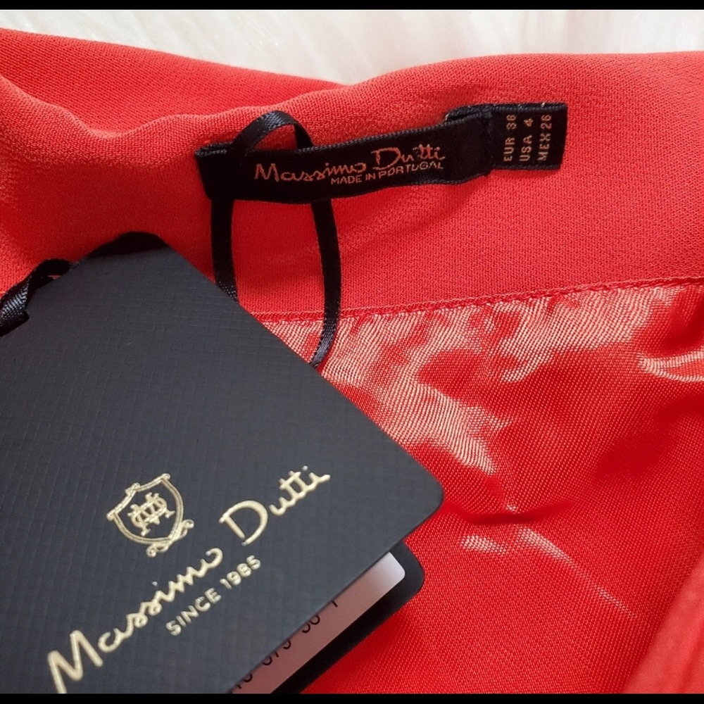 Massimo Dutti coral flare scrunch skirt NWT - Picture 4 of 5